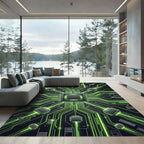 Neon Circuitry Cyber Grid Glow Rug