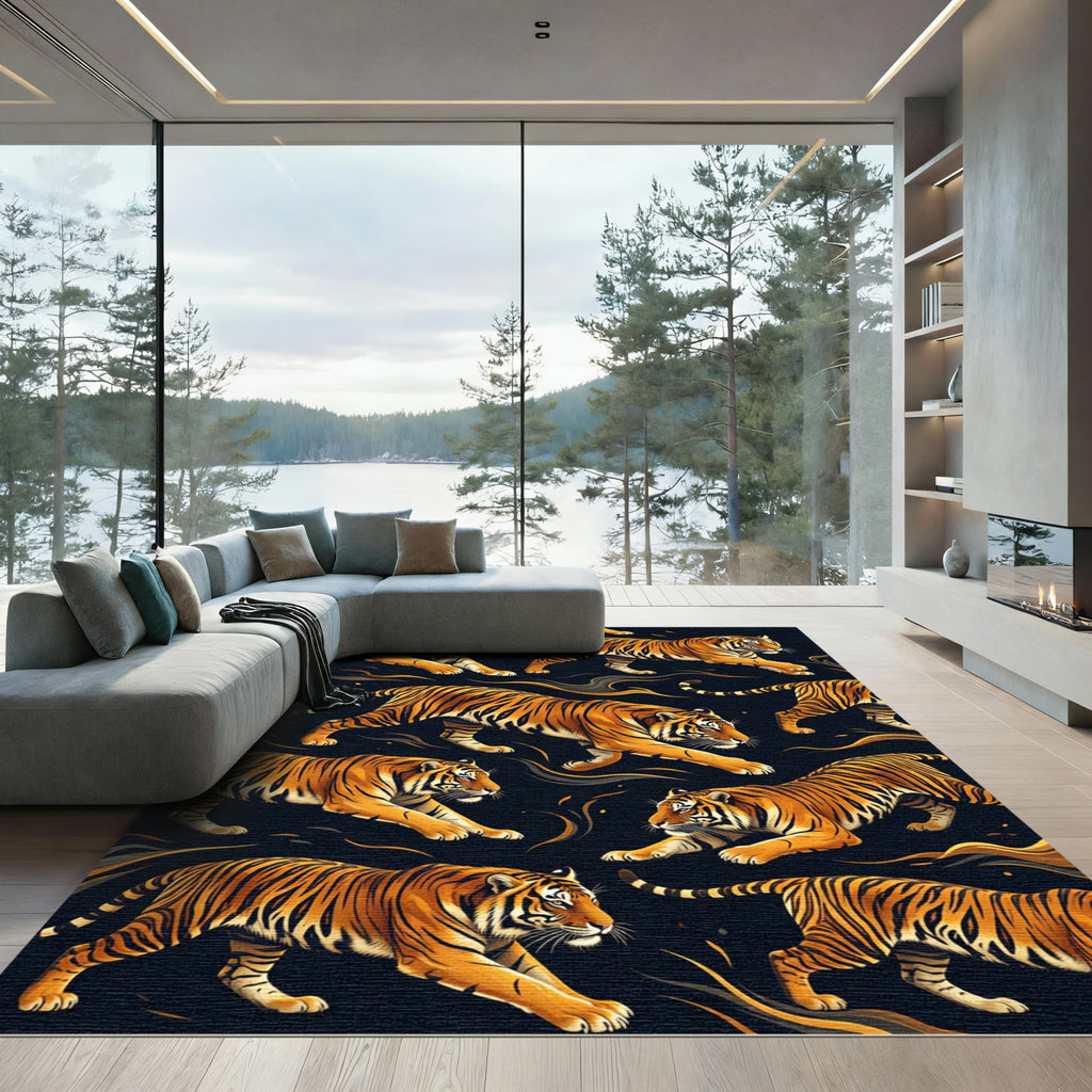 Bold Orange Tiger Stripe Repeating Rug