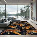 Bold Orange Tiger Stripe Repeating Rug