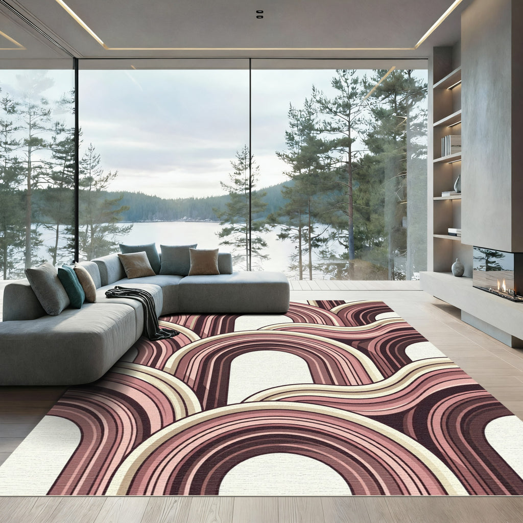Retro Pink and Cream Archway Rug