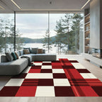 Modern Geometric Plaid Crimson Checkerboard Rug