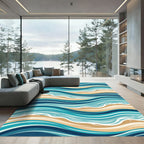 Flowing Ocean Waves Abstract Pattern Rug