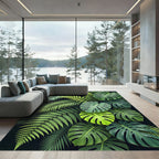Vibrant Emerald Jungle Foliage Arrangement Rug
