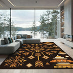 Golden Brown Arrow Snowflake Tribal Rug
