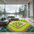 Minimalist Green Baseball Diamond Field Rug