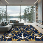 Nautical Anchor Compass Chain Emblem Rug