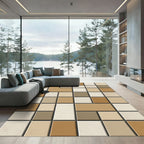 Tonal Geometric Block Arrangement Rug
