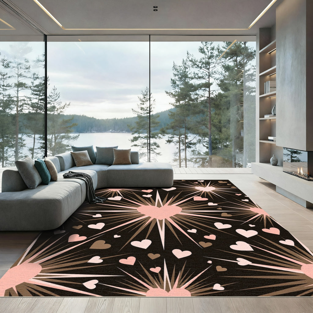 Pink Heartburst Abstract Composition Rug