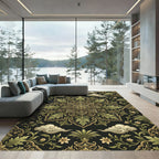Ornate Olive Gold Floral Medallion Rug