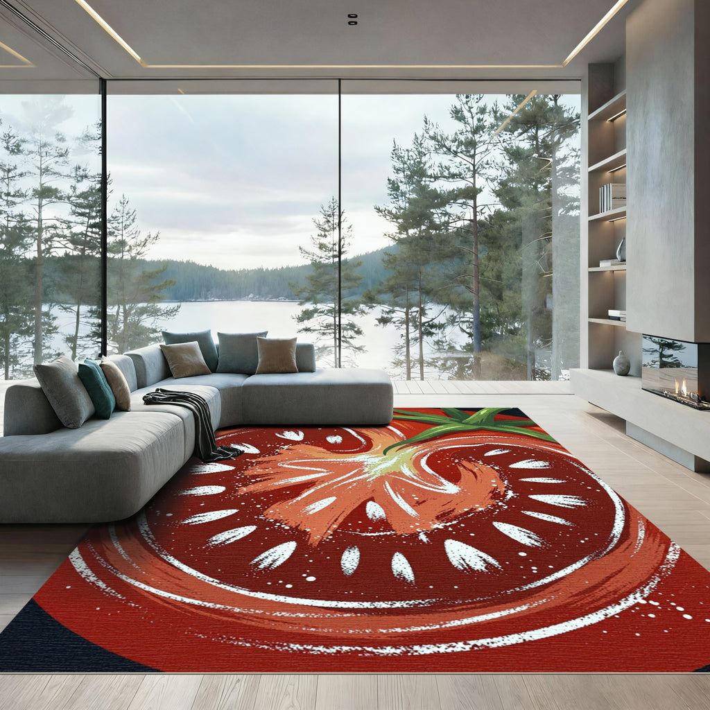 Abstract Red Tomato Cross Section Rug
