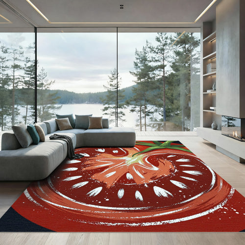 Abstract Red Tomato Cross Section Rug