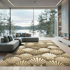 Earthy Tone Repeating Seashell Wave Rug
