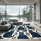 Celestial Navy Cat and Planet Arrangement Rug