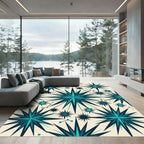 Teal Starburst Constellation Medallion Rug