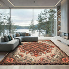 Coral Floral Medallion Scrollwork Rug