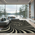 Monochromatic Swirl Optical Illusion Rug