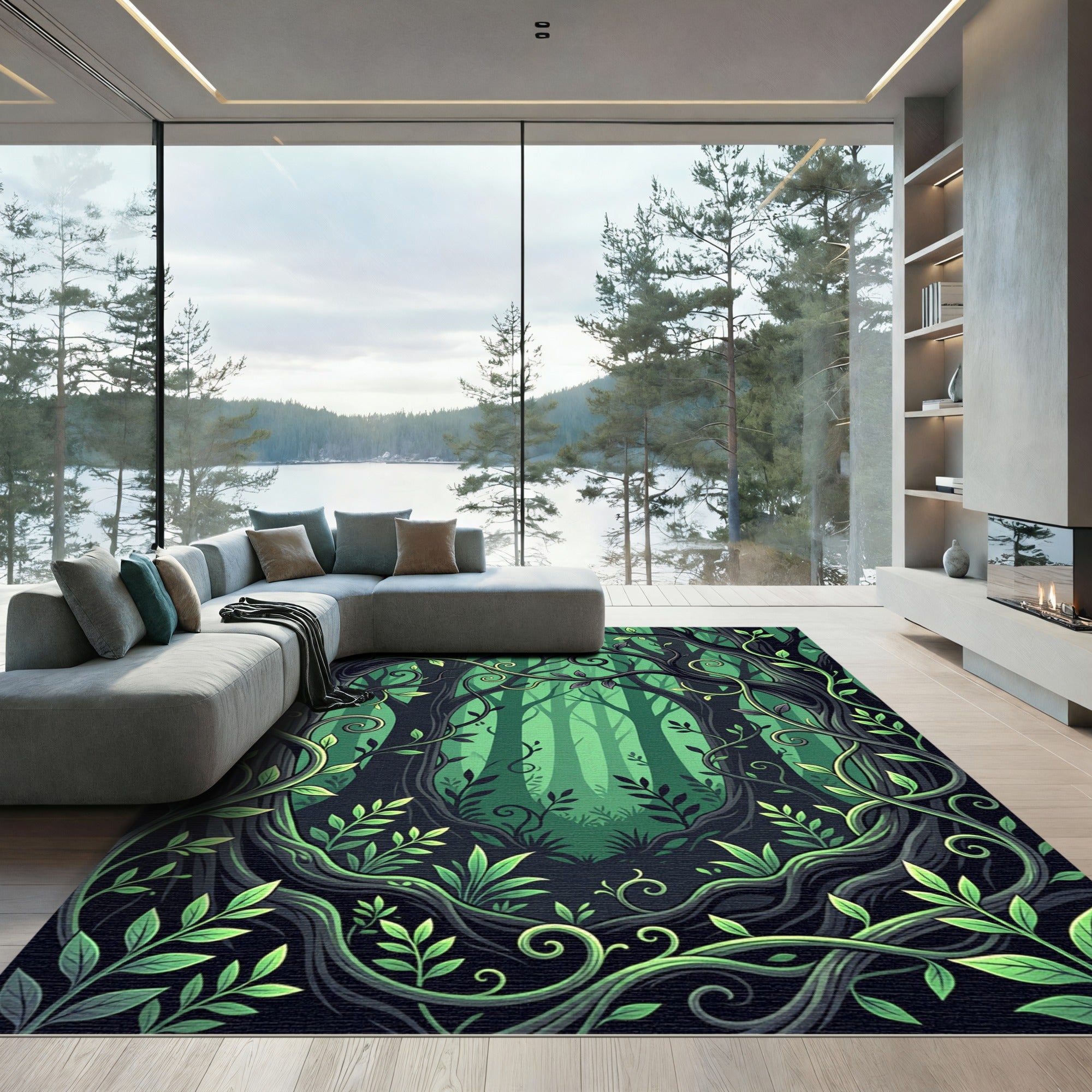 Enchanted Emerald Forest Willow Branch Rug