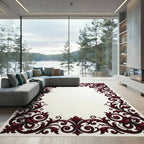 Deep Red Royal Scrollwork Frame Rug