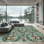 Sage Green Rabbit and Lavender Meadow Rug