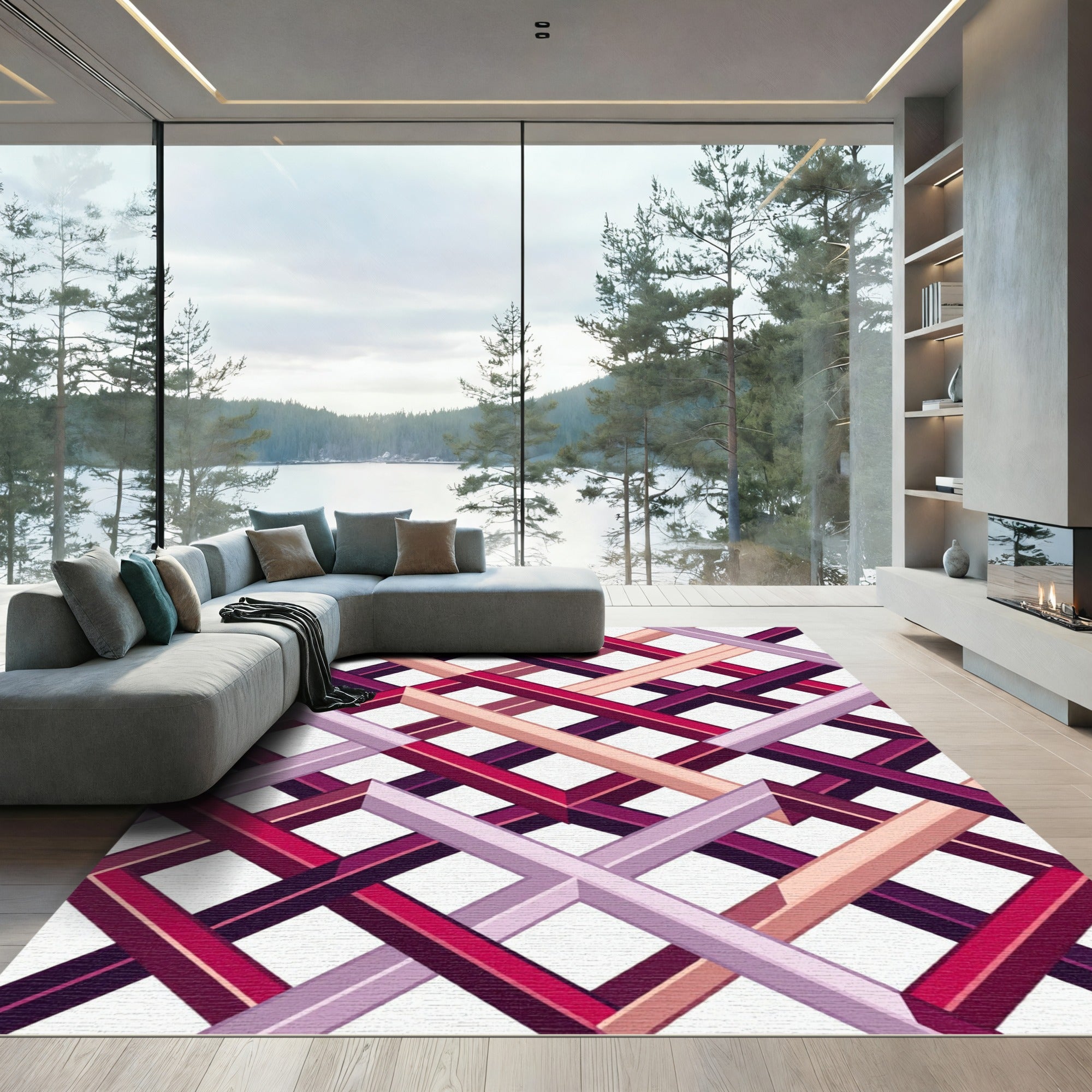 Geometric Intersecting Berry and Peach Lattice Rug