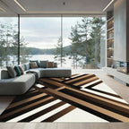 Modern Bronze Geometric Intersecting Lines Rug