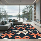 Elegant Peach and Cream Ribbon Garland Rug