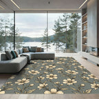 Cream Daisy Floral Scroll Rug