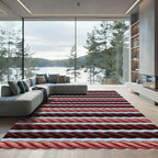 Crimson Rope Stripes Textured Rug