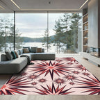 Crimson Radiating Starbursts Rug