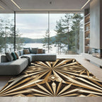 Geometric Gold Ray Sunburst Decorative Rug