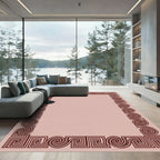 Brown Greek Key Scrolls Border Rug