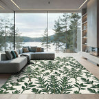 Lush Green Botanical Rosemary Herb Illustration Rug