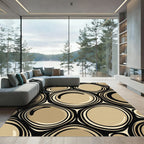 Earthy Taupe Concentric Circle Abstract Rug