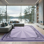 Art Deco Lilac Sunburst Frame Rug
