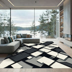 Monochrome Geometric Fracture Abstract Block Rug