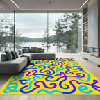 Bright Yellow Playful Alphabet Swirls Rug