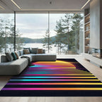 Retro Sunset Neon Gradient Horizon Rug