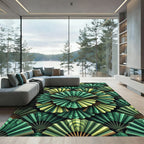 Emerald Green Folding Fan Arrangement Rug