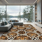 Golden Cheetah Face Spotted Animal Rug