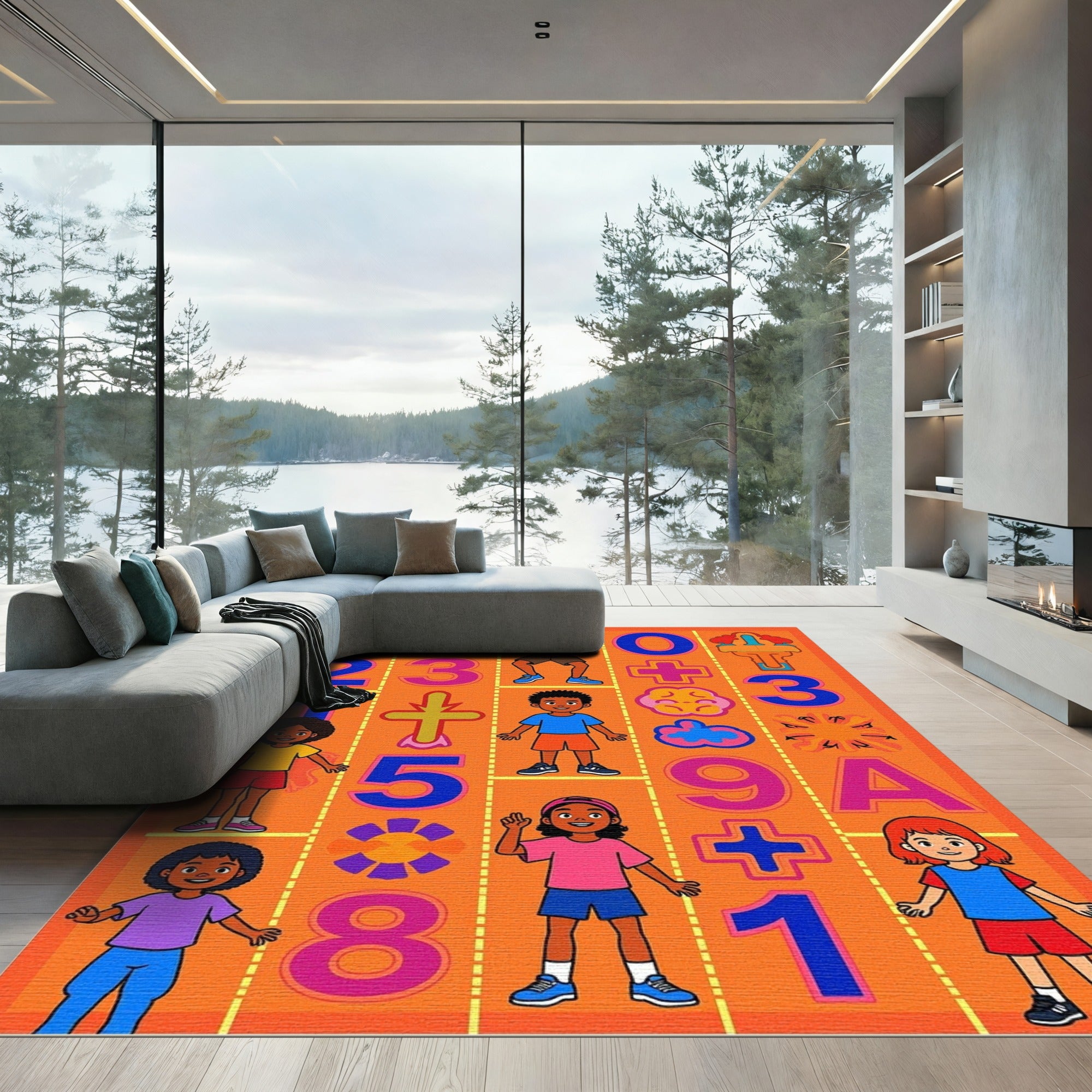 Playful Kids Numbers Colorful Alphabet Rug