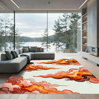 Ethereal Sunset Orange Abstract Cloud Wave Rug