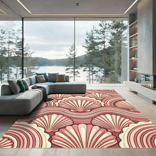 Art Deco Scalloped Shell Blush Rug