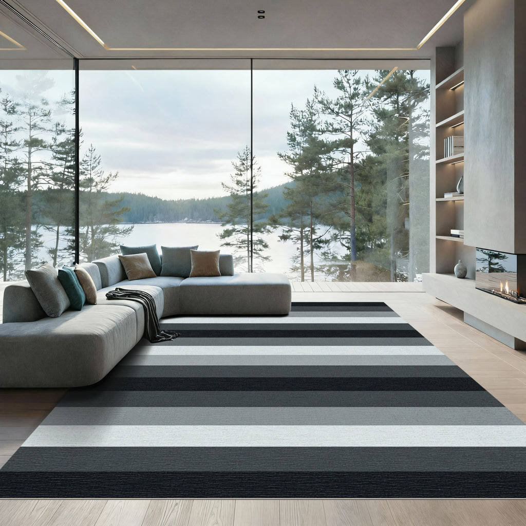 Monochromatic Stripe Gradient Field Rug