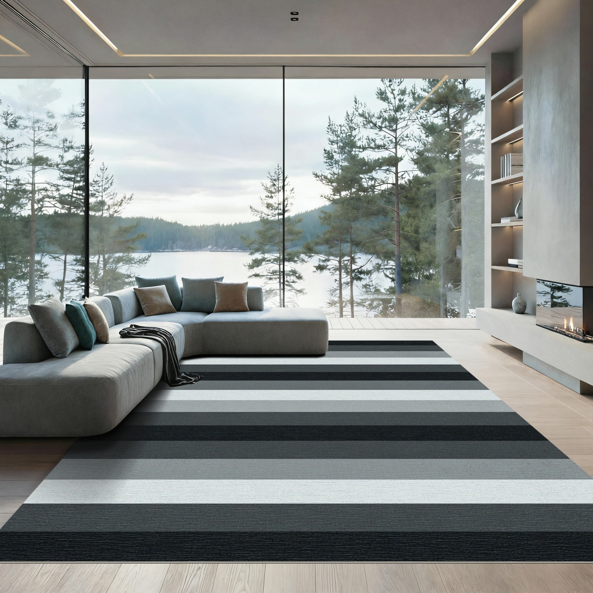 Monochromatic Stripe Gradient Field Rug