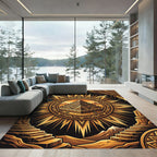 Golden Sun Pyramid Aztec Geometric Rug