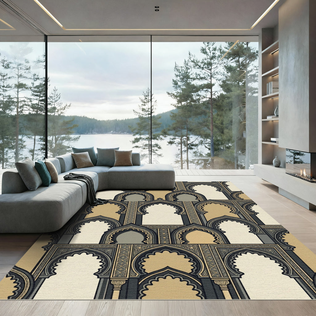 Gold Archway Medallion Pattern Rug