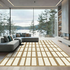 Minimalist Cream Geometric Grid Neutral Rug