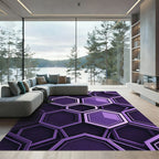 Modern Deep Purple Geometric Hexagon Rug