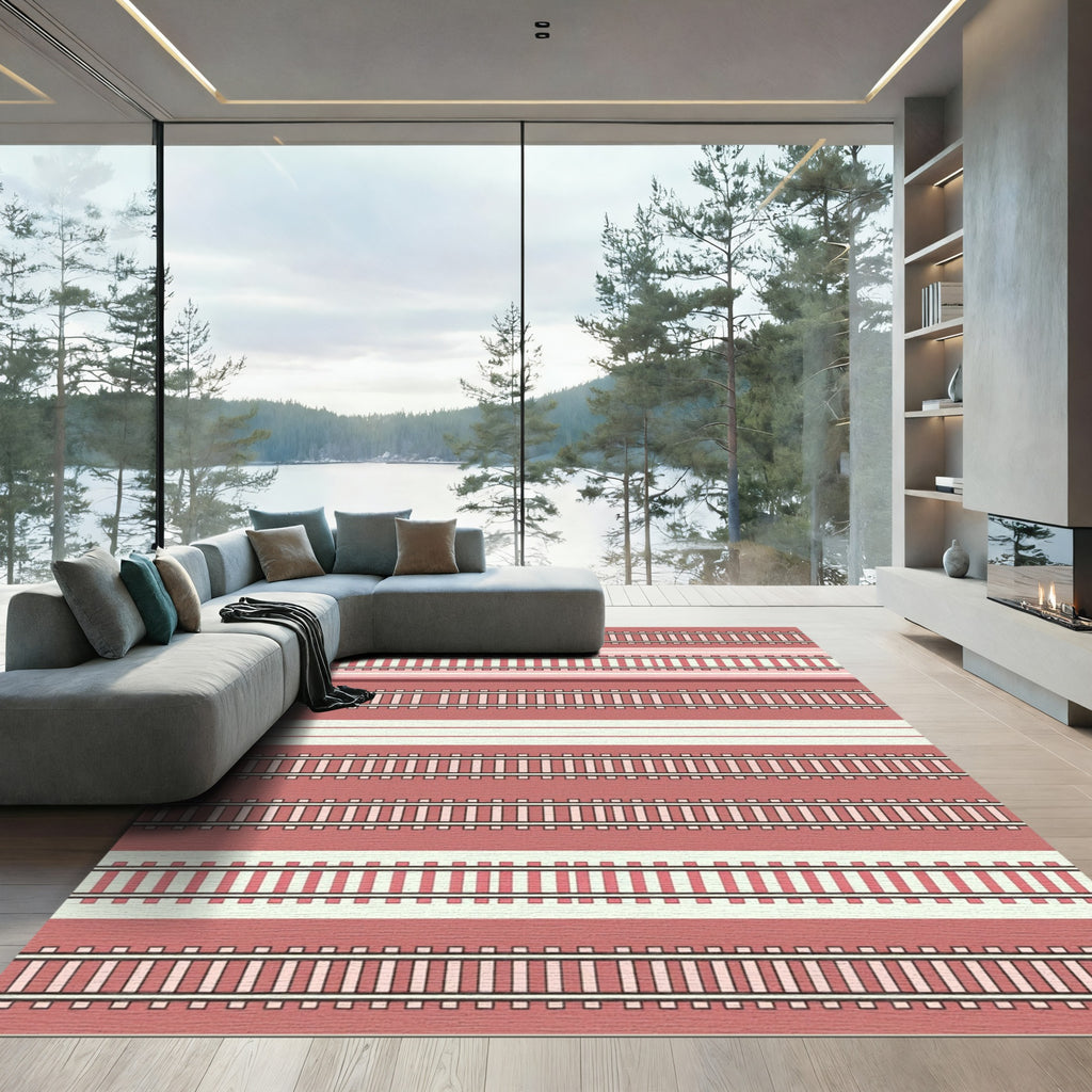 Pink Train Track Repeat Rug