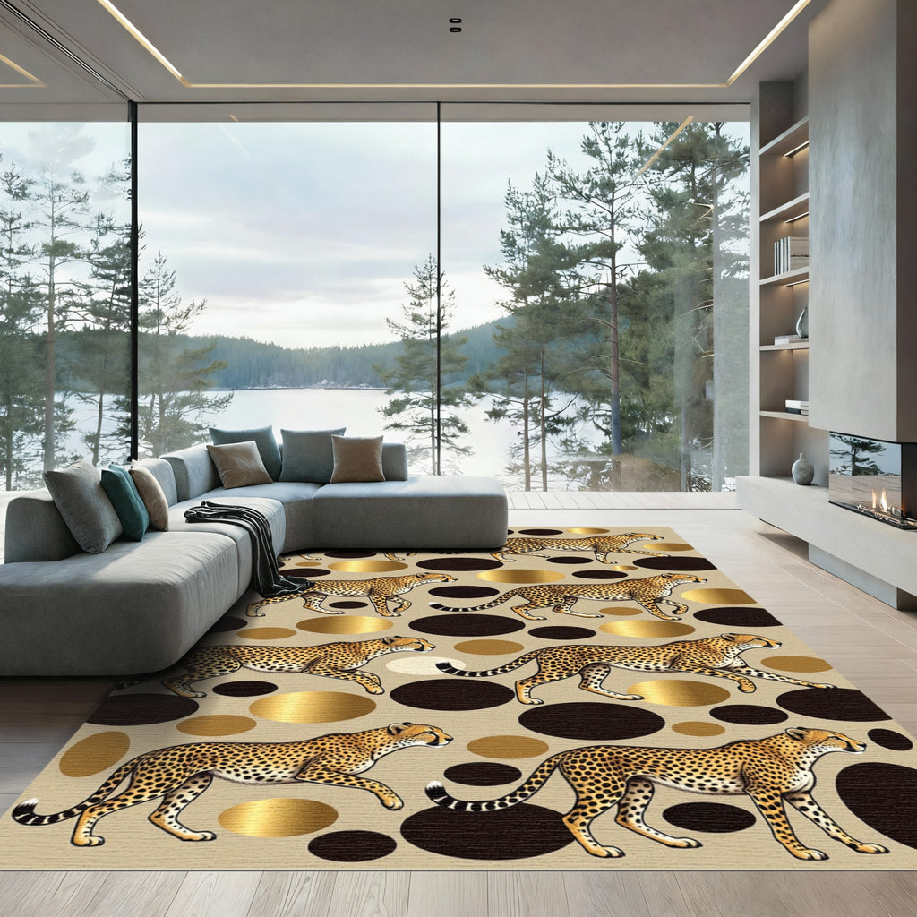 Gold Cheetah Spotted Modern Animal Rug